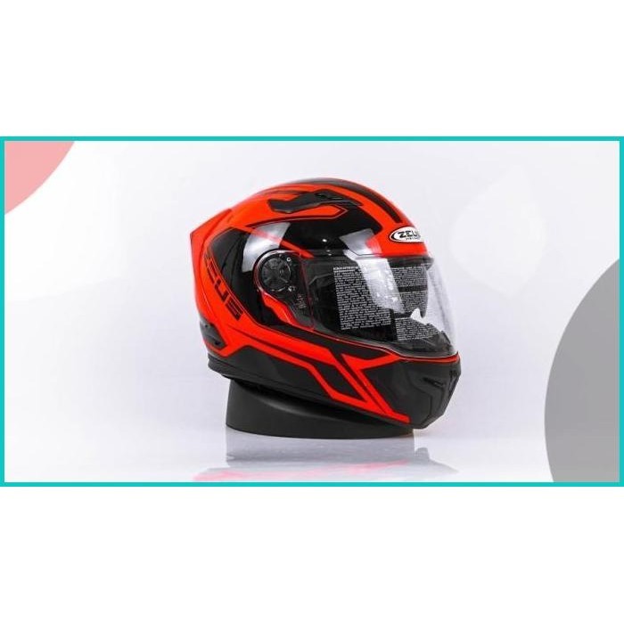 HELM MOTOR ZEUS 813 NEON ORG AN6 BLK FULL FACE ORI IMPORT SNI 13m4yZ4