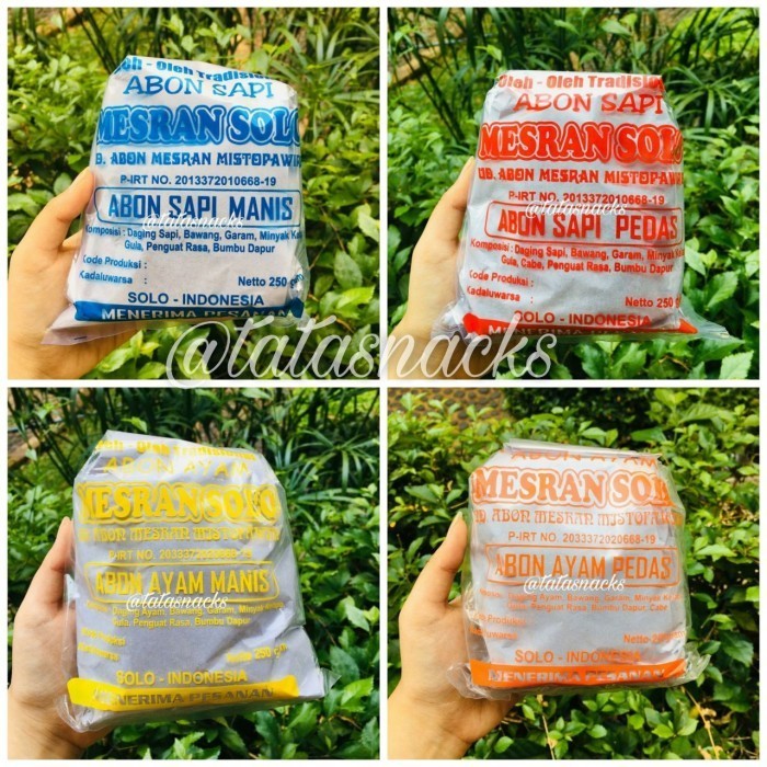 

Abon Sapi Mesran Solo Manis/Pedas