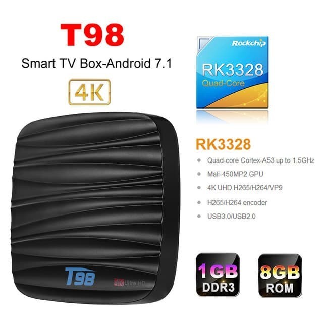 Ready stock] Original Android TV BOX T98 Android 8.1 RAM 1GB/8GB Full App