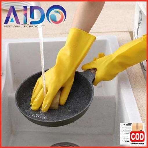 Bisa Cod Aido Sarung Tangan Karet Cuci Piring Anti Air Rubber Glove 3181 Sarung Tangan Karet Cuci Pi