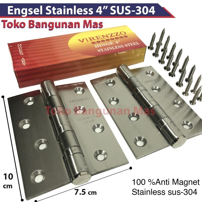 Terbaru Engsel Pintu 4" Stainless Sus-304 Virenzzo Engsel Jendela Pintu Promo Terlaris