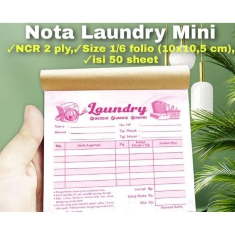

NOTA LONDRY MINI ISI 100 LEMBAR UKURAN 10,5X10,5 READY STOK