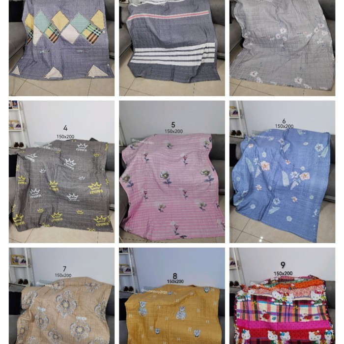 Ready selimut kain bedcover katun tipis bordir halus