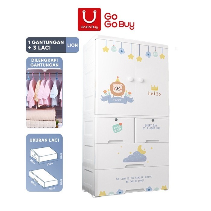 Gogobuy Lemari Plastik Anak / C86/C89 Lemari Baju Bayi / Laci Susun