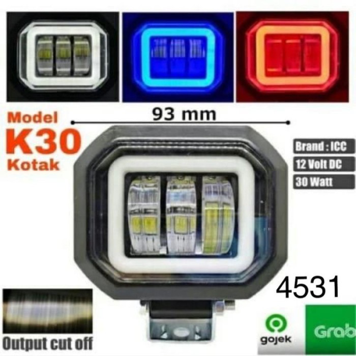Ready Lampu Tembak Daymaker Mini 3 Mata Lensa 6D Model Kotak Cree Angel Eye Harga Spesial