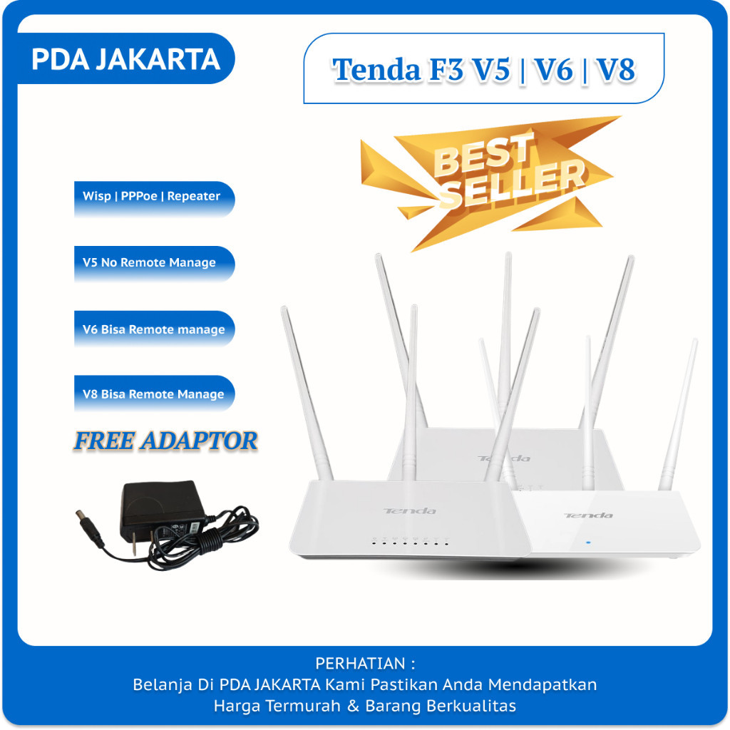 Router Wireless Tenda F3 ( Bisa Pppoe Cocok Rt/Rw Net Voucher )