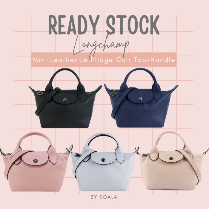 [READY STO] Tas Longchamp LC ni Leather Le Pliage Cuir Top-Handle