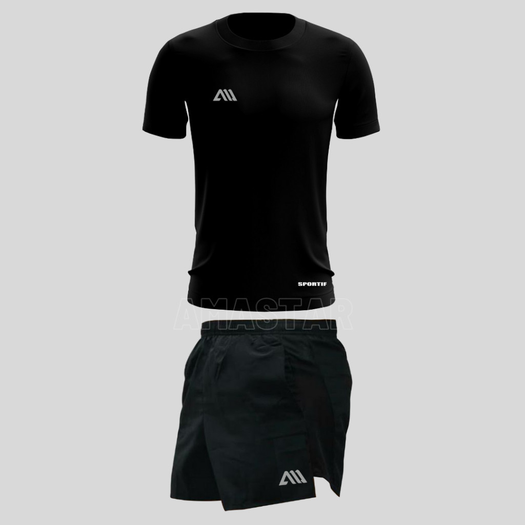 J18 2 IN 1 SETELAN LARI BAJU JERSEY CELANA PENDEK CELANA LARI OLAHRAGA PRIA JUMBO JO1