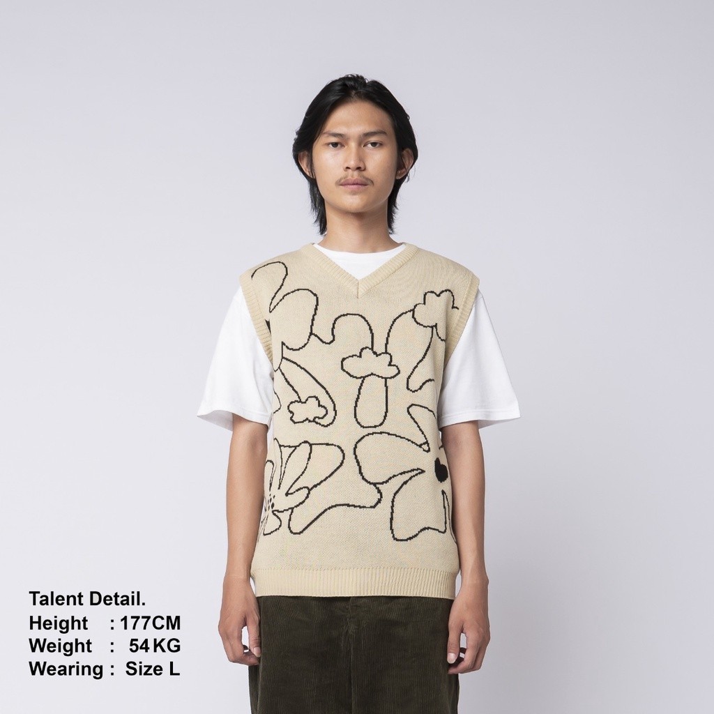 [NMDS COMPANY] PREMIUM CREWNECK NRDN Clothing Sweater FLOWER LINE VEST CREAM