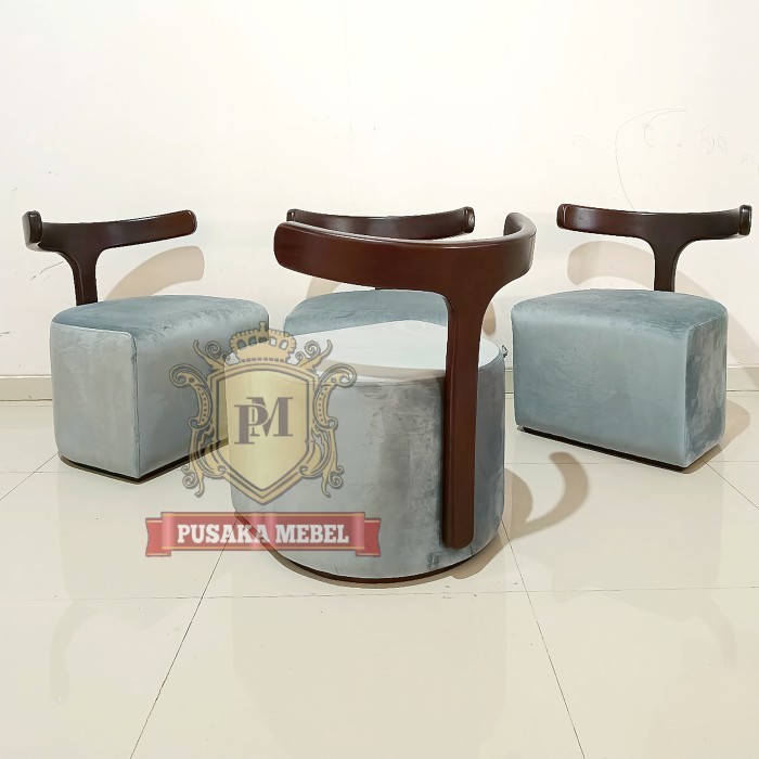 sofa stool bulat mewah minimalis modern, sofa single tamu, stool mewah