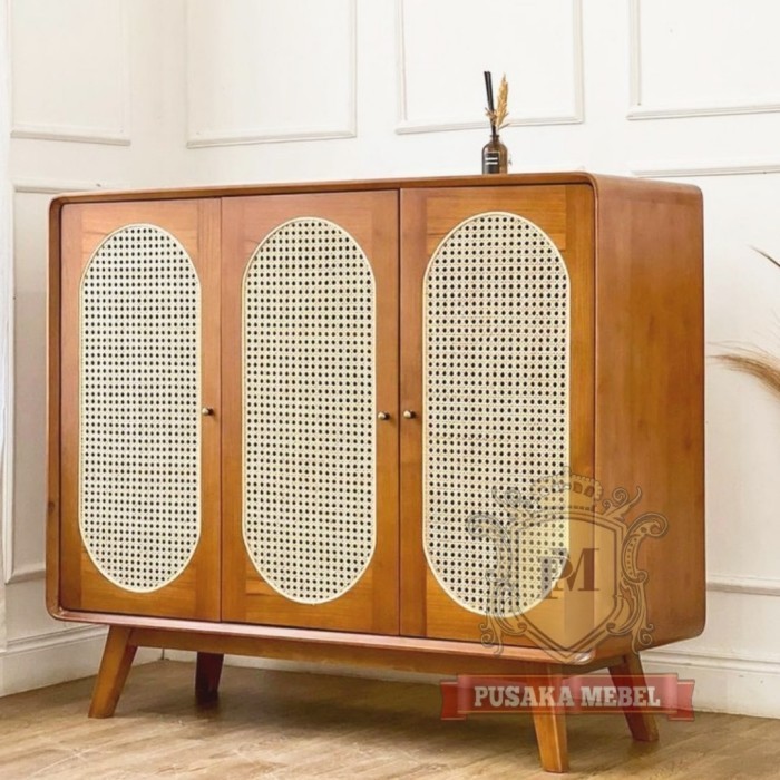 bufet cabinet drawer kayu, lemari rak susun kayu jati, almari rak kayu