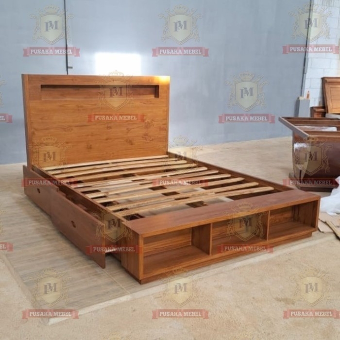 rangka ranjang dipan laci 160x200, dipan minimalis laci kayu jati4