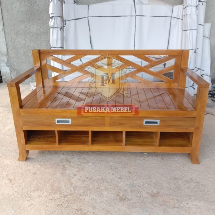 bangku rak kayu jati, bench sofa rak kayu jati, bangku rak sepatu kayu