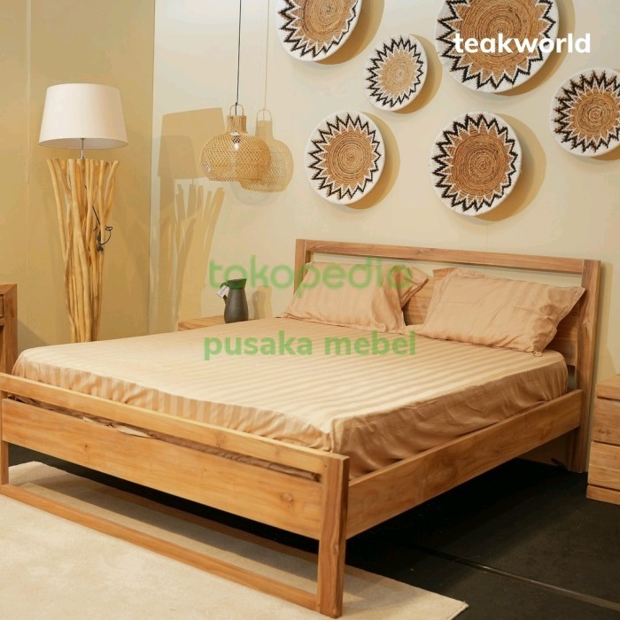 dipan minimalis kayu jati 160x200 - tempat tidur minimalis kayu jati