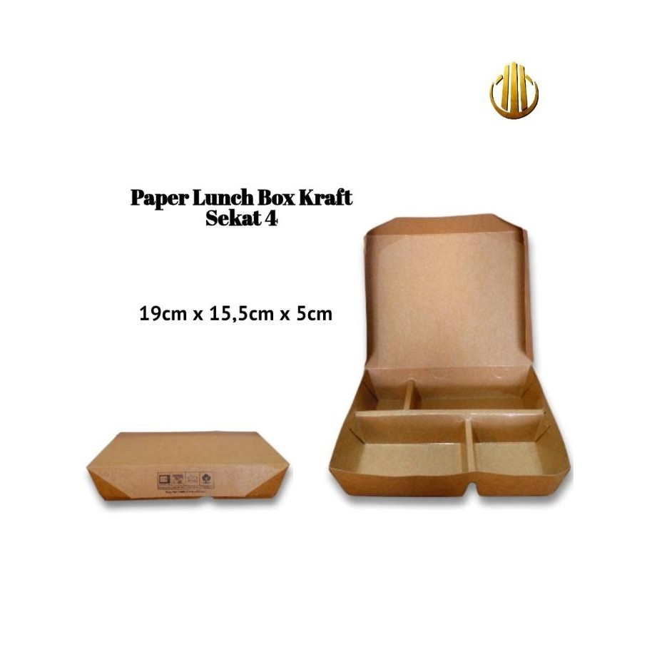 Kotak Nasi Coklat Sekat 4/Paper Lunch Box Kraft Sekat 4