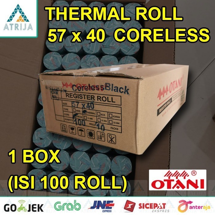 

Terbaru 1 Box (100) Coreless Kertas Struk Thermal Roll Otani Black 57X40 Promo Terlaris