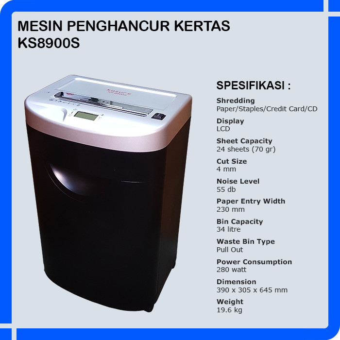 

Mesin penghancur kertas / paper shredder kozure KS8900s strip cut