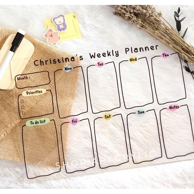 

(Gantung) Custom Acrylic Weekly Planner / To Do List / Monthly Planner - A3 = 30 X 42, Weekly C