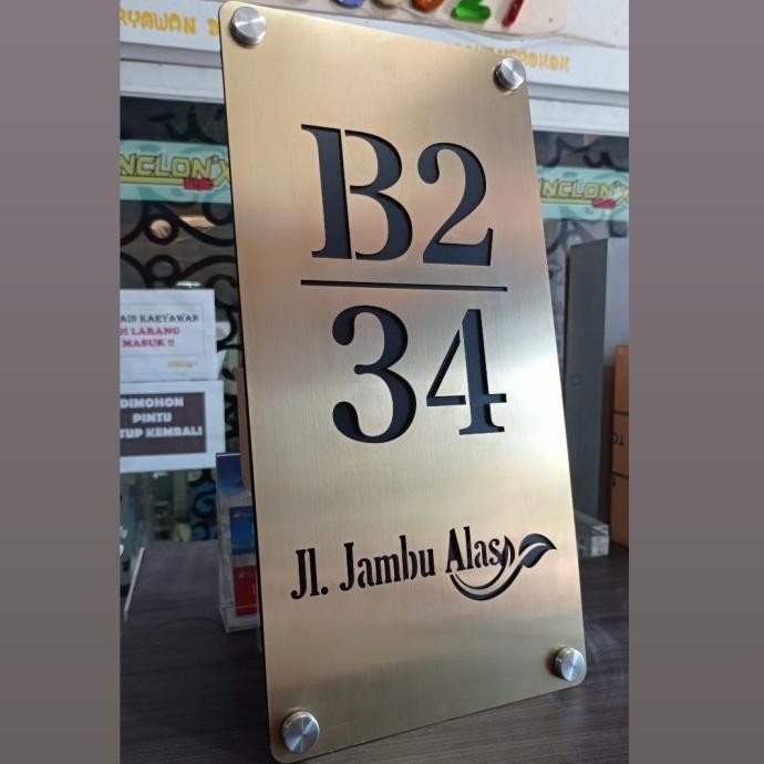 

Nomor Rumah Stainless Alamat / Alamat Cafe / Premium / Custom Uk 30X40