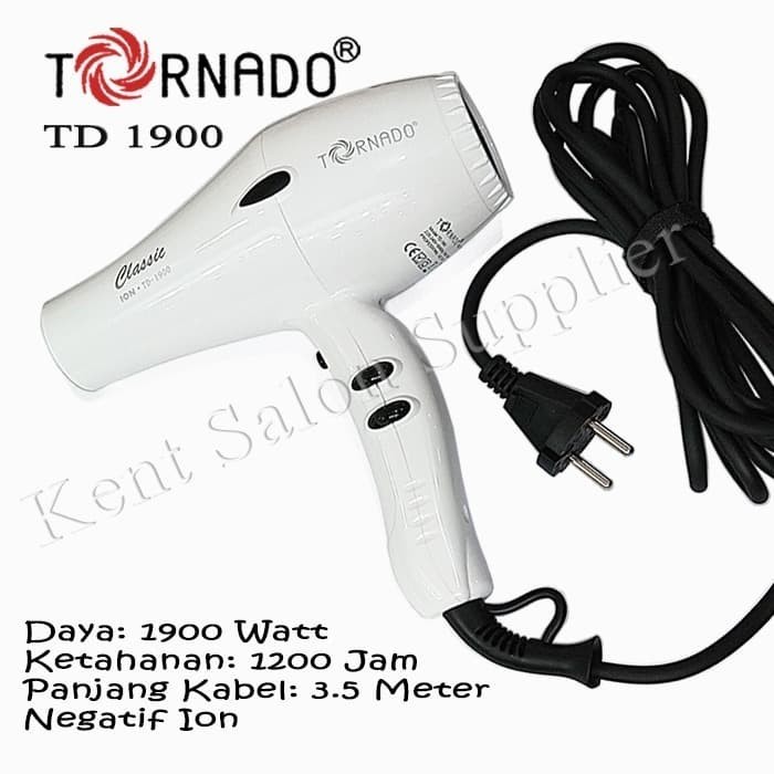 Hairdryer Tornado Td 1900 Ion White