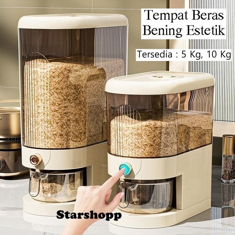 Rice Dispenser / Wadah Tempat Beras Aesthetic Mewah Plastik / Tempat Beras Estetik / Dispenser Beras