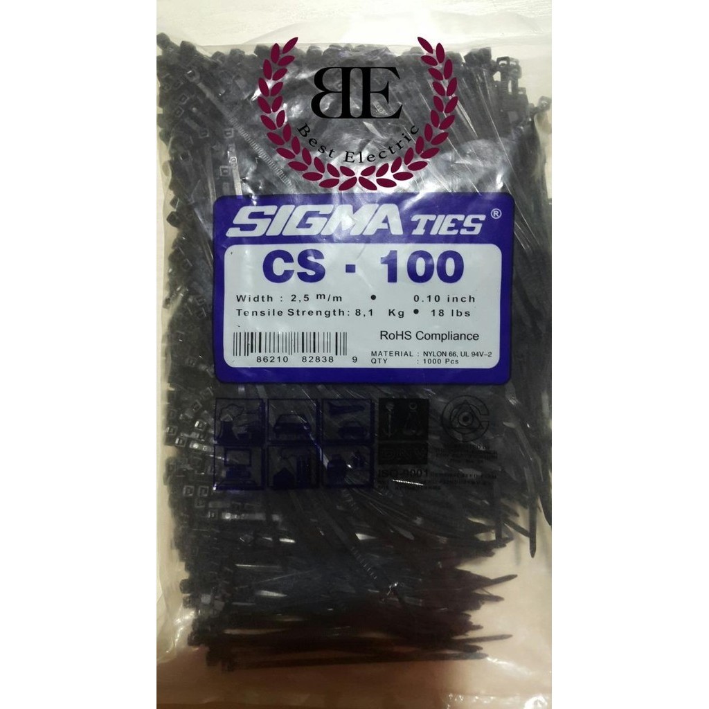 

Kabel Ties / Kabel Tis / Cable Tie CS 100 T Hitam 10 cm SIGMA CS100T