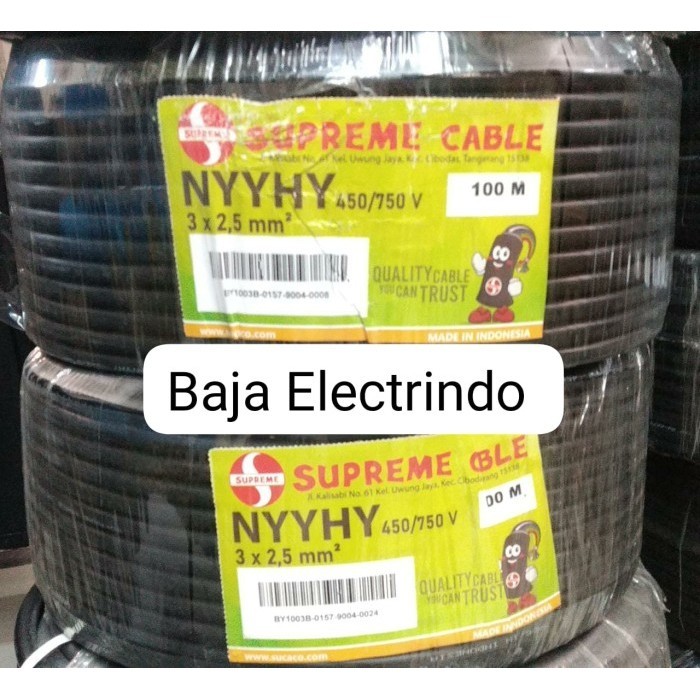 Kabel Listrik NYYHY 3X2,5MM SUPREME @50M Serabut Isi 3 NYYHY 3x2,5 mm
