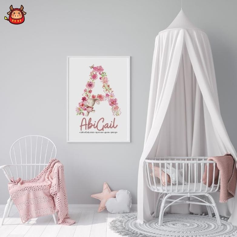 

Baby Board Girl / Boy Papan nama bayi custom name cute watercolor boho aesthetic papan nama bayi dekorasi kamar anak