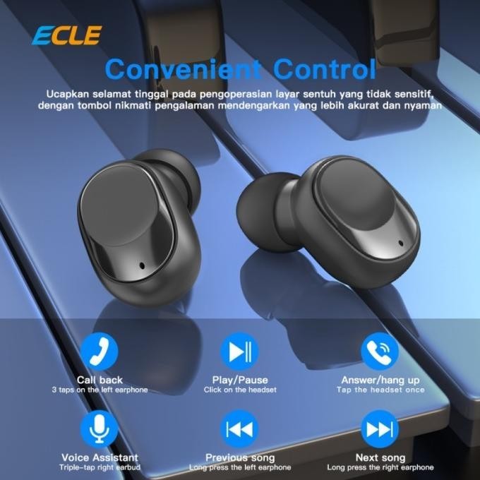 ECLE TWS Earbuds Sport Wireless Earphone Touch Bluetooth Waterproof