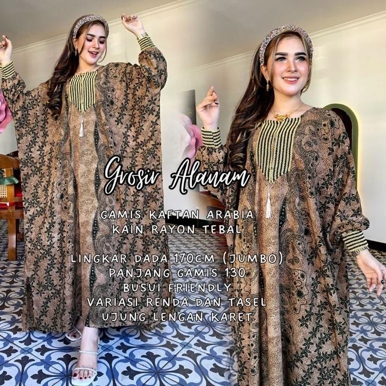 Diskon Gamis Kaftan Saudia Arabia Maroko - Gamis Sultan Terbaru 2023 Bahan Rayon Tebal Ld 170Panjang