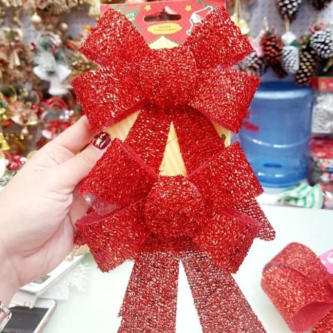 

OLH - Pita Natal Metalik Gliter Isi 2 ukuran Besar Dekor Pita Emas Merah TERLARIS