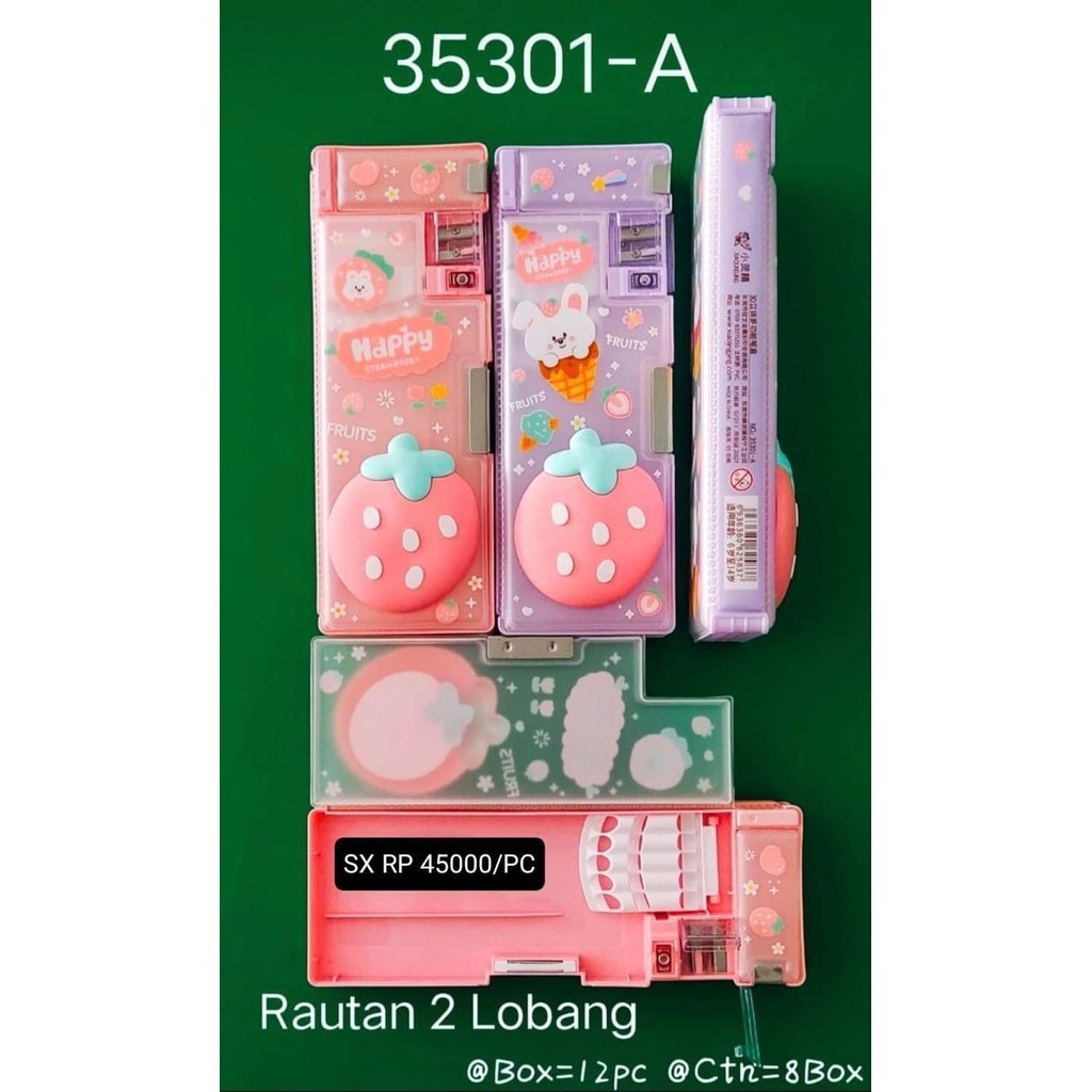 

Kotak Pensil + Rautan Magnet Strawberry 35301-A / Tempat Pensil / Pencil Case + Rautan Magnet