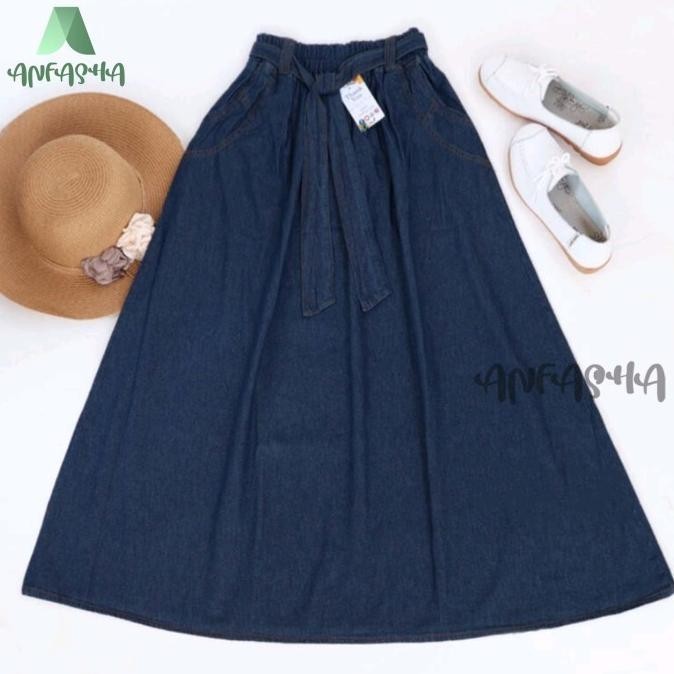 ROK DENIM PAYUNG JUMBO =Rok panjang wanita premium ORY By Toko ANFASHA