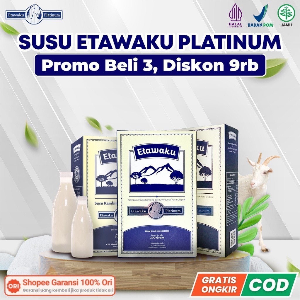 

Susu Kambing Etawaku Platinum 200 gr | Susu kambing Dan Krim Bubuk Rasa Original