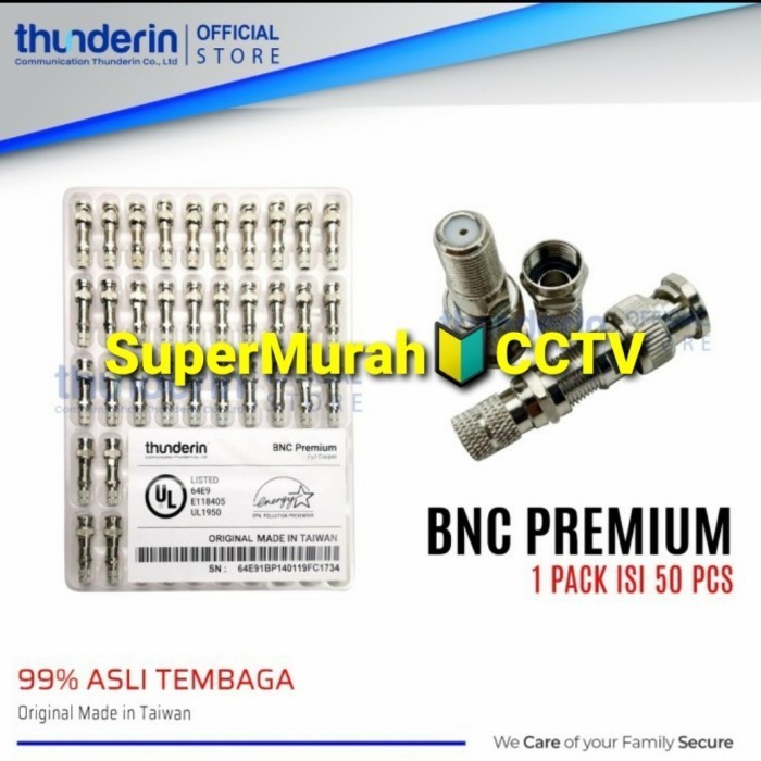 Bnc Drat Taiwan Thunderin Premium Grade A+ Buat Semua Cctv ( 50Pcs )