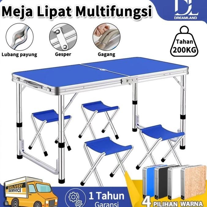 Meja Lipat Lubang Tengah Payung Set Koper Camping Outdoor Portable