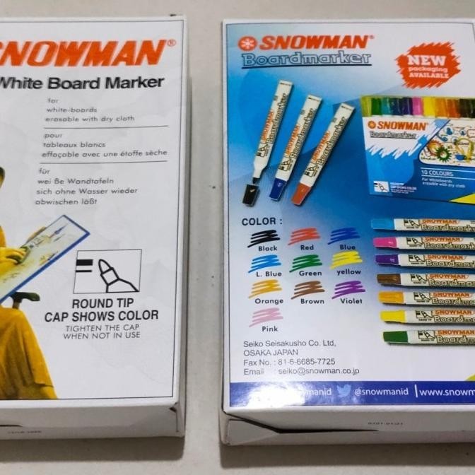 

Spidol snowman whiteboard hitam isi 12pcs