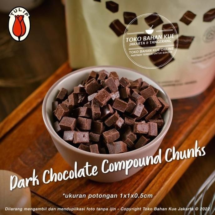 

Tulip Dark Chocolate Compound Choco Chunks 500gr Cokelat Potongan