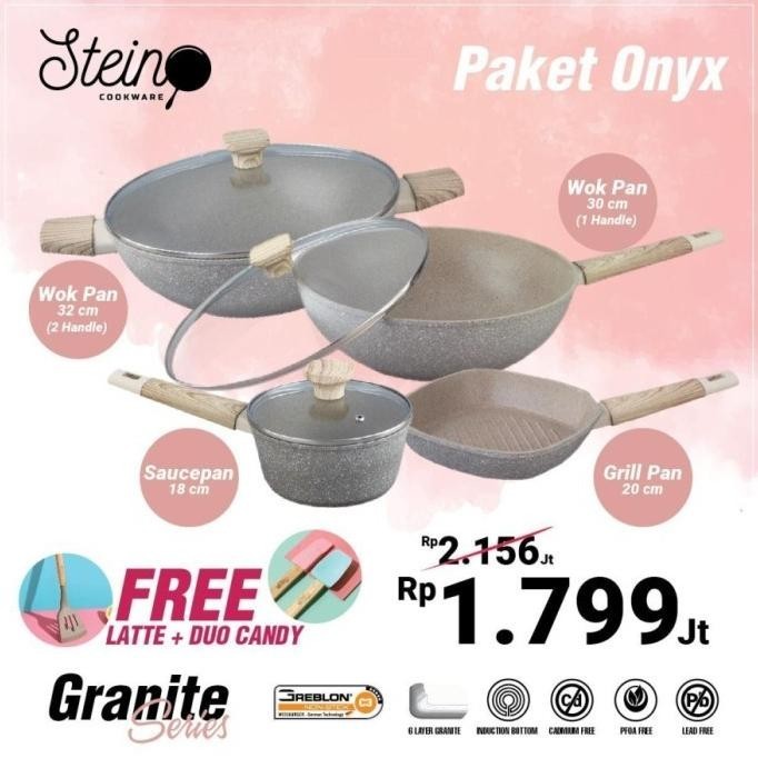 Barang Terlaris Stein Cookware Paket Onyx Isi 4 Pcs Granite Greblon Andiramart_