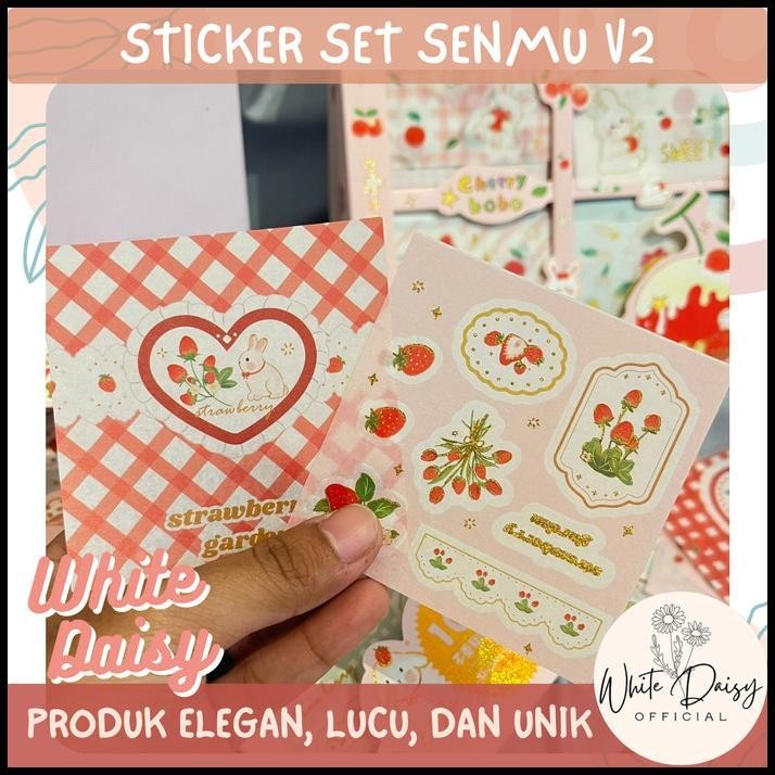 

DISKON STICKER SET PREMIUM SENMU V2 STRAWBERRY GARDEN ISI 100 PACK PINK MOTIF !!!!