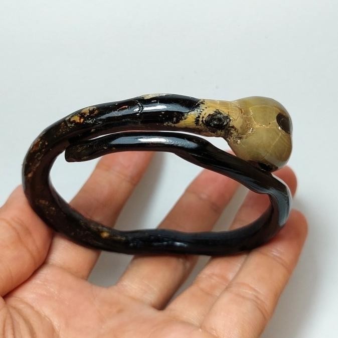 Bagus Gelang Akar Bahar Hitam Bonggol Lentur Size Kantoran 100% Asli