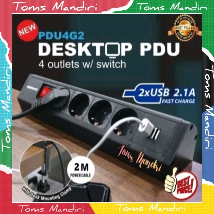 Stop Kontak Meja Pdu 4 Anti Petir With 2Xusb Fast Port Pdu4G2