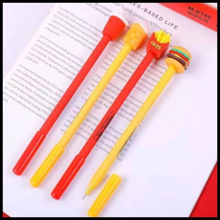 

DISKON PULPEN UNIK LUCU BURGER ES KRIM KENTANG SODA BALLPOINT GEL SNACK