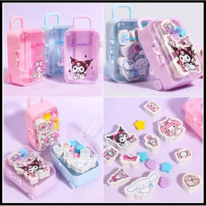 

HOT DEAL KAWAII SANRIO ERASER SET SUITCASE IIGEN PENGHAPUS IMUT CINNAMOROL !