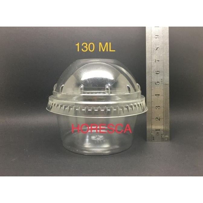 Cup Puding / Snack Cup SIP 130 ML + Tutup Dome Tanpa Lubang @50 Pcs