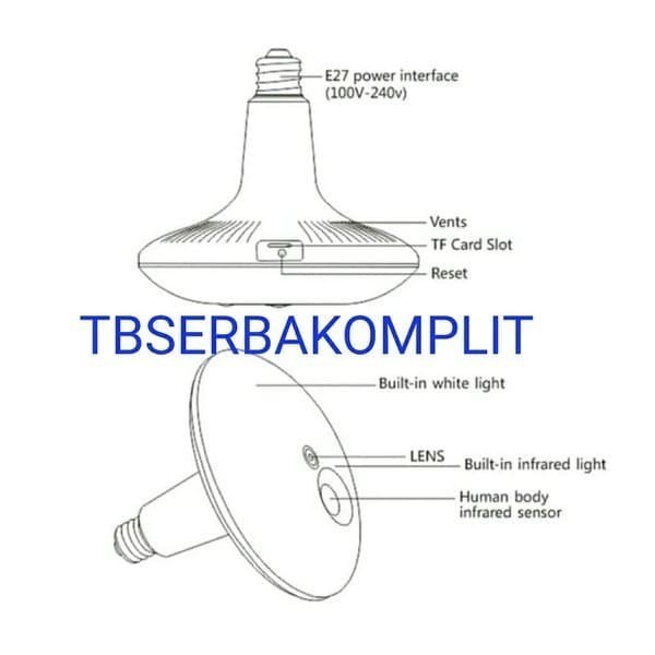 Wi-Fi Spy Cam Cctv Bohlam Lampu Silent Tanpa Suara 1000 Lumen Terang