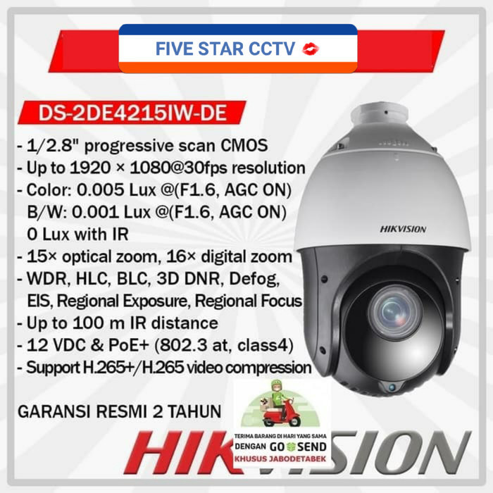 Ipc Camera Ptz Ds.2De 4215Iw- De Hikvision Outdoor 2Mp 15X Zoom