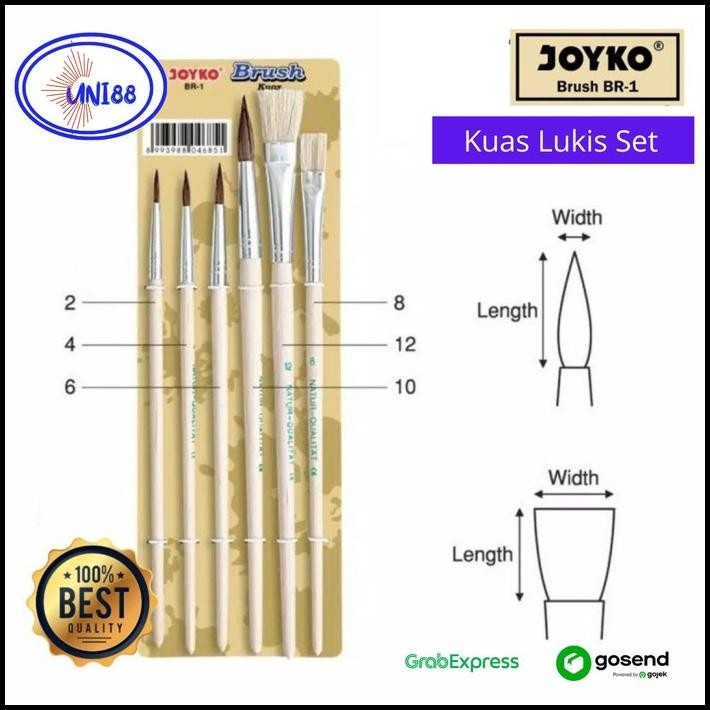 

TERBARU KUAS LUKIS SET JOYKO ART BRUSH SET 6IN 1 KUAS MELUKIS NO 2 4 6 8 10 12 !!!!