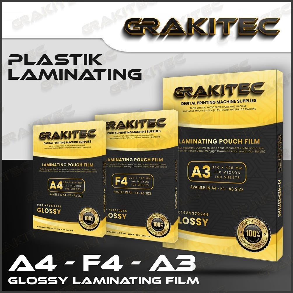 

qw-7 Plastik Laminating FIlm F4 & A4 Glossy 100 MICRON 100 PCS Grakitec Viral