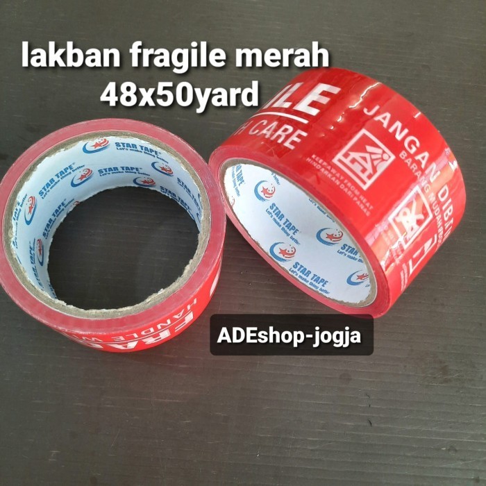 

best seller] lakban fragile merah jangan dibanting 48 mm x 50 yard star tape seloti